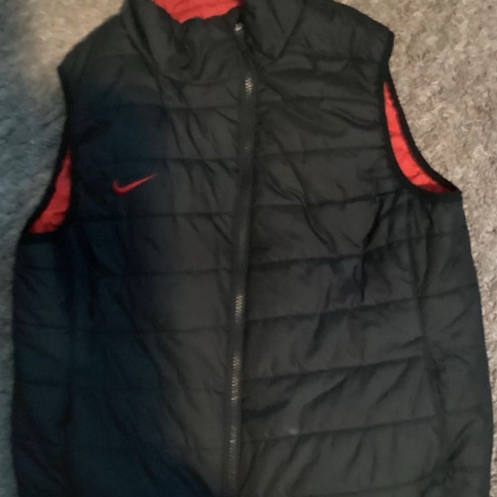 Nike Black and Red Puffer Vest